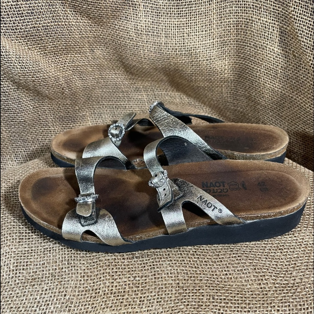 Naot Kate Leather Cork Metalic Rhinestone Sandal